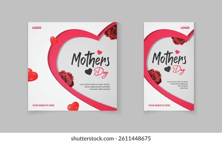 Mother's Day social media post template designer, greeting, invitation card for online promotion