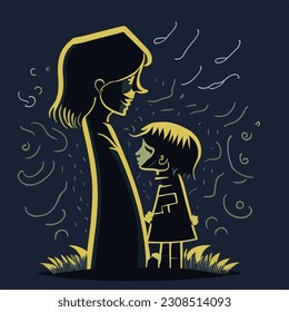 Mother's day special celebration vector art concept illustration abstract over dark background.