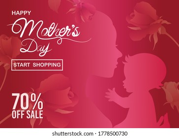 Mother`s Day Special Offer. 50 percent Off Sale banner design