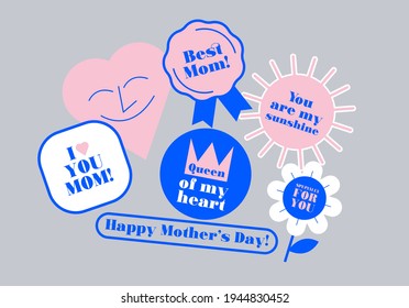 mother's day sticker design template vector and illustration