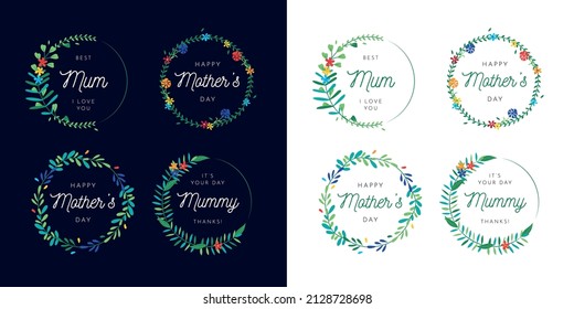 Mother's day. Sticker, stamp, logo - hand made, flowers, colorful, spring. . Happy Mother's day cute ready-to-use tags. Vector illustration. Eps 10