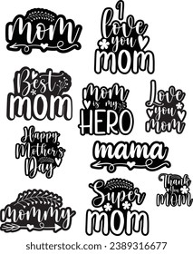 Mother's Day Stickers Design  For Print