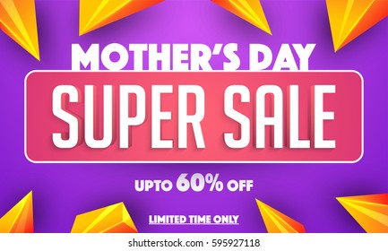 Mother's Day Super Sale Poster, Banner or Flyer with abstract design.