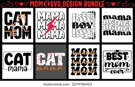 Mothers day svg t shirt design bundle, Set of mother's day quotes.Hand-drawn poster with hand lettering. 