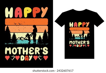 Mother's day t shirt design happy mother's day typography custom t shirt template design