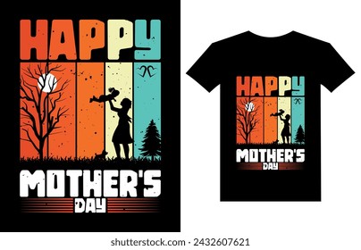 Mother's day t shirt design happy mother's day typography custom t shirt template design