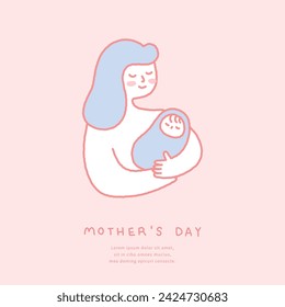 Mother's day template with mother and baby illustration.