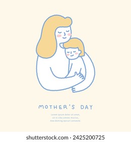 Mother's day template with mother and child illustration.