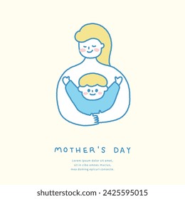 Mother's day template with mother and child illustration.