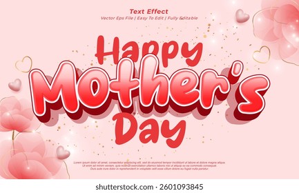 mother's day text effect with pink color editable