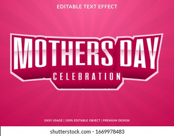 mothers day text effect template with 3d style and bold font concept use for brand label and logotype sticker