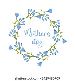 mothers day, text with floral frame on white background, for card design, congratulations