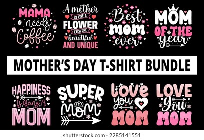 Mother's day t-shirt bundle, mothers Day t-shirt vector set, Happy mothers Day t-shirt set, Mother's Day element vector, lettering mom t-shirt