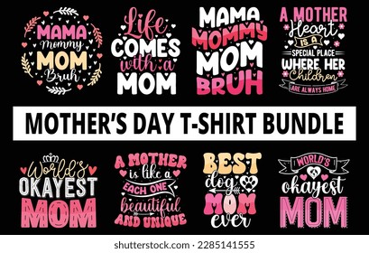 Mother's day t-shirt bundle, mothers Day t-shirt vector set, Happy mothers Day t-shirt set, Mother's Day element vector, lettering mom t-shirt