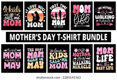 Mother's day t-shirt bundle, mothers Day t-shirt vector set, Happy mothers Day t-shirt set, Mother's Day element vector, lettering mom t-shirt