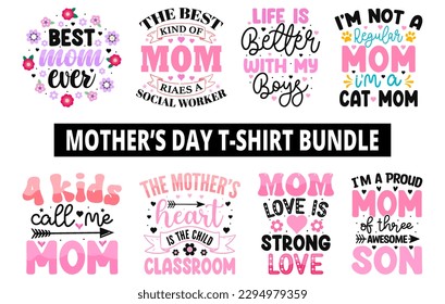 Mothers Day t-shirt bundle, mothers Day t-shirt vector set, Happy mothers Day t-shirt set, Mother's Day element vector, lettering mom t-shirt