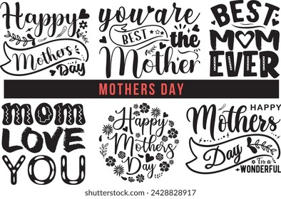 Mother's day T-shirt  Design Bundle for Gift card. Vintage Typography, great design for any purposes. Modern calligraphy banner template.