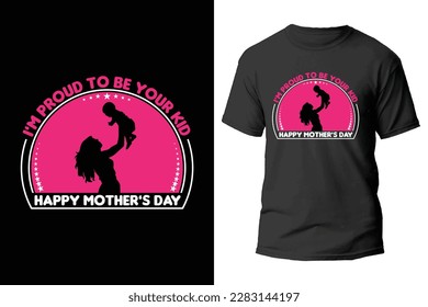 Mother's day t-shirt design with mother and child vector