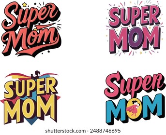 Mother's day t-shirt design set vector style illustration on White Background