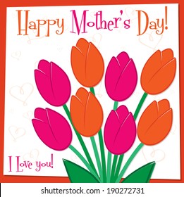 Mother's Day tulip card in vector format.