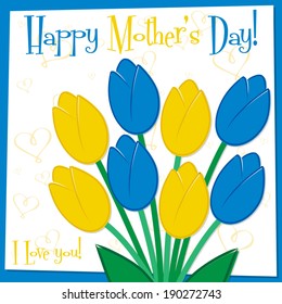 Mother's Day tulip card in vector format.