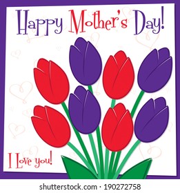 Mother's Day tulip card in vector format.