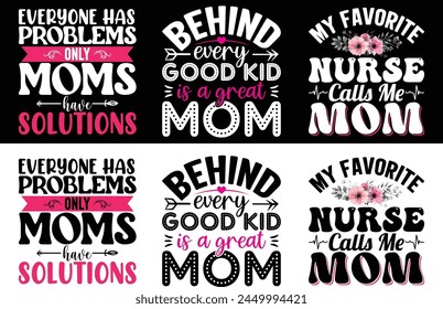 Mother's day Typography Bundle T shirt design. Mom bundle T shirt.