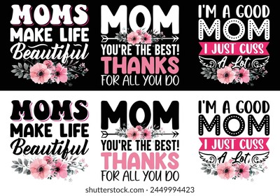 Mother's day Typography Bundle T shirt design. Mom bundle T shirt.