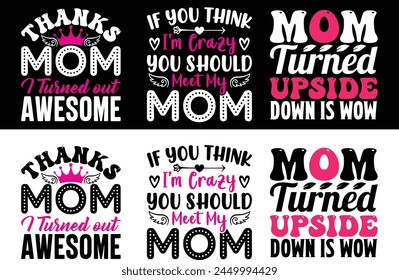 Mother's day Typography Bundle T shirt design. Mom bundle T shirt.