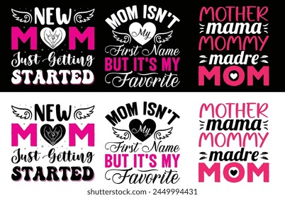 Mother's day Typography Bundle T shirt design. Mom bundle T shirt.