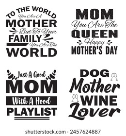 MOTHER'S DAY TYPOGRAPHY BUNDLE T-SHIRT DESIGN. ISOLATED ON WHITE BACKGROUND.