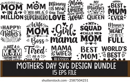  Mother's day typography design bundle mom funny quotes vector t shirt designs