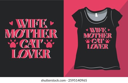 Mother's Day Typography Shirt Design, Cat T-shirt, Cat Mom Shirt, Cat Lover Typography Shirt, Vector for Print.