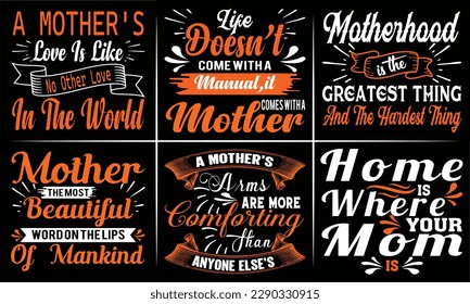 Mother's Day Typography T shirt Design Bundle