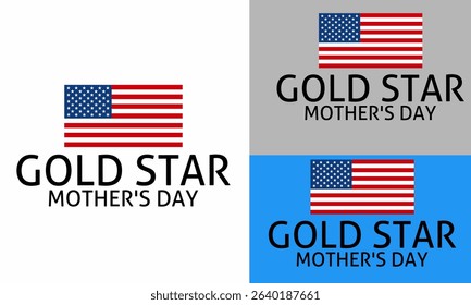 Mother's Day with United States flag. Golden star vector illustration. Suitable for templates, websites, greeting cards, social media, etc.