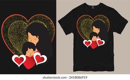 Mother's Day or Valentine day. Heart t shirt design.