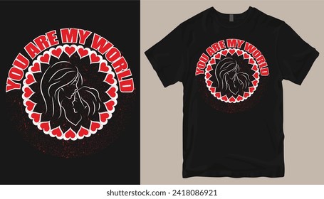 Mother's Day or Valentine day. Heart t shirt design.