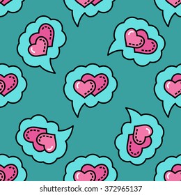 Mother's day, Valentine's day, 8 march, women's day, wedding, love heart line icon seamless pattern background. Gift wrapping. Minimal outline heart wallpaper texture. Modern stroke vector art