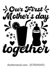 Mother's Day Vector - Baby Bottle Cocktail Together