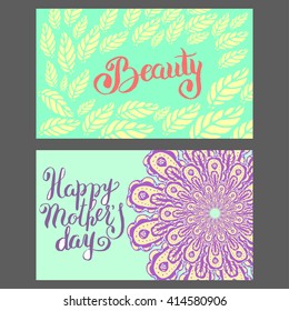 Mothers day vector card with hand drawn text. Can be used as midsummer or save the date card