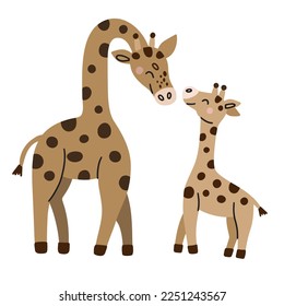 Mother's Day vector cards. Cute Giraffe mom and baby.