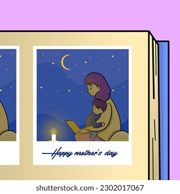 Mother's day vector created in cartoon style and made like a photo album of memories