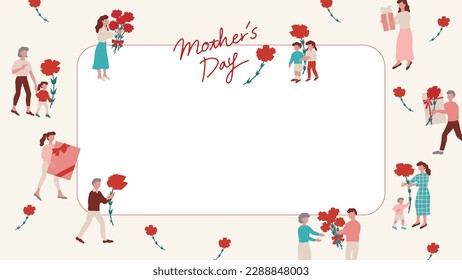 Mother's Day vector flame illustration set. Carnations, family, mothers, etc. 