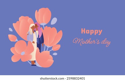  Mother's Day. Vector flat illustration. Greeting card.