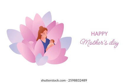  Mother's Day. Vector flat illustration. Greeting card.