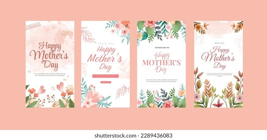 Mother's day vector greeting card with beautiful blossom flowers