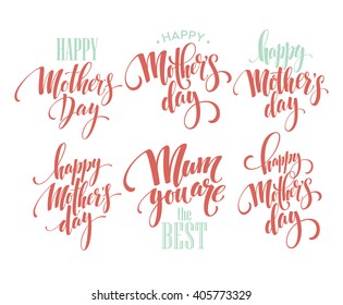 Mothers Day vector greeting card calligraphy lettering template. Vector illustration EPS10