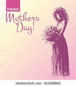 Mothers Day vector greeting card. Hand made