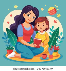 "Mother's Day Vector: Heartwarming Moments of Mom and Son"