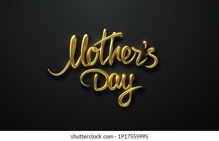 Mothers day. Vector holiday illustration. 3d golden lettering isolated on black. Typography sign